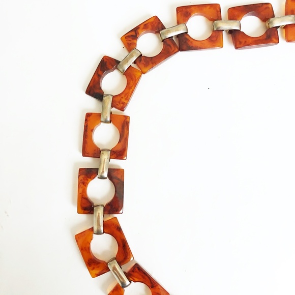 Yves Saint Laurent Belt or Necklace Tortoise Resin Links Chain Mod Vintage 70s - Picture 6 of 11